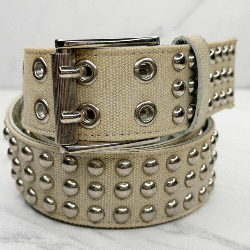 Womens F by Friis Gray Studded Grommet Belt Double Prong Medium (M) ✨